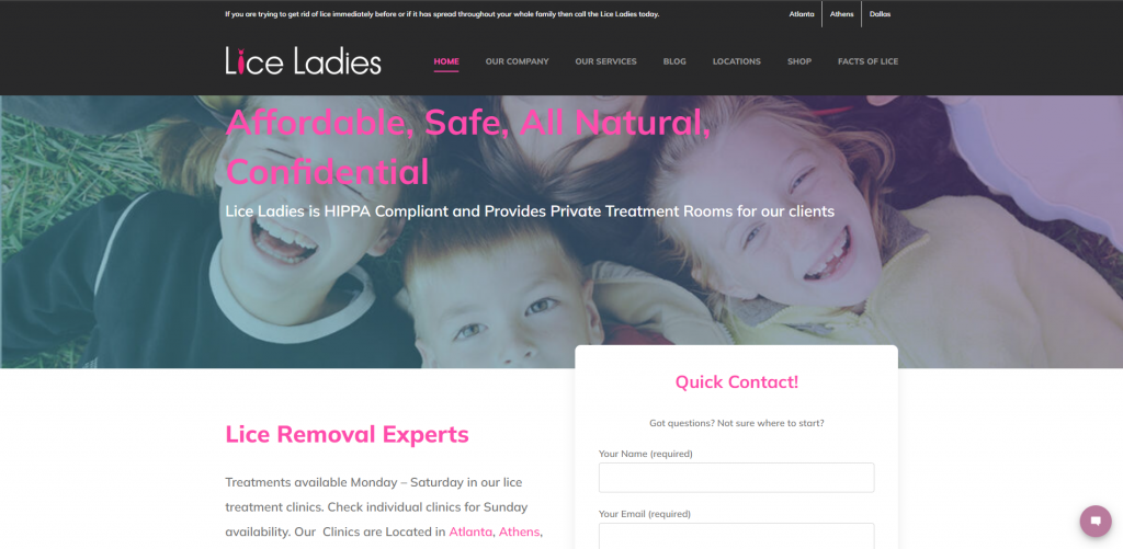 Lice Ladies Website - Designed and Hosted by DS Ragland