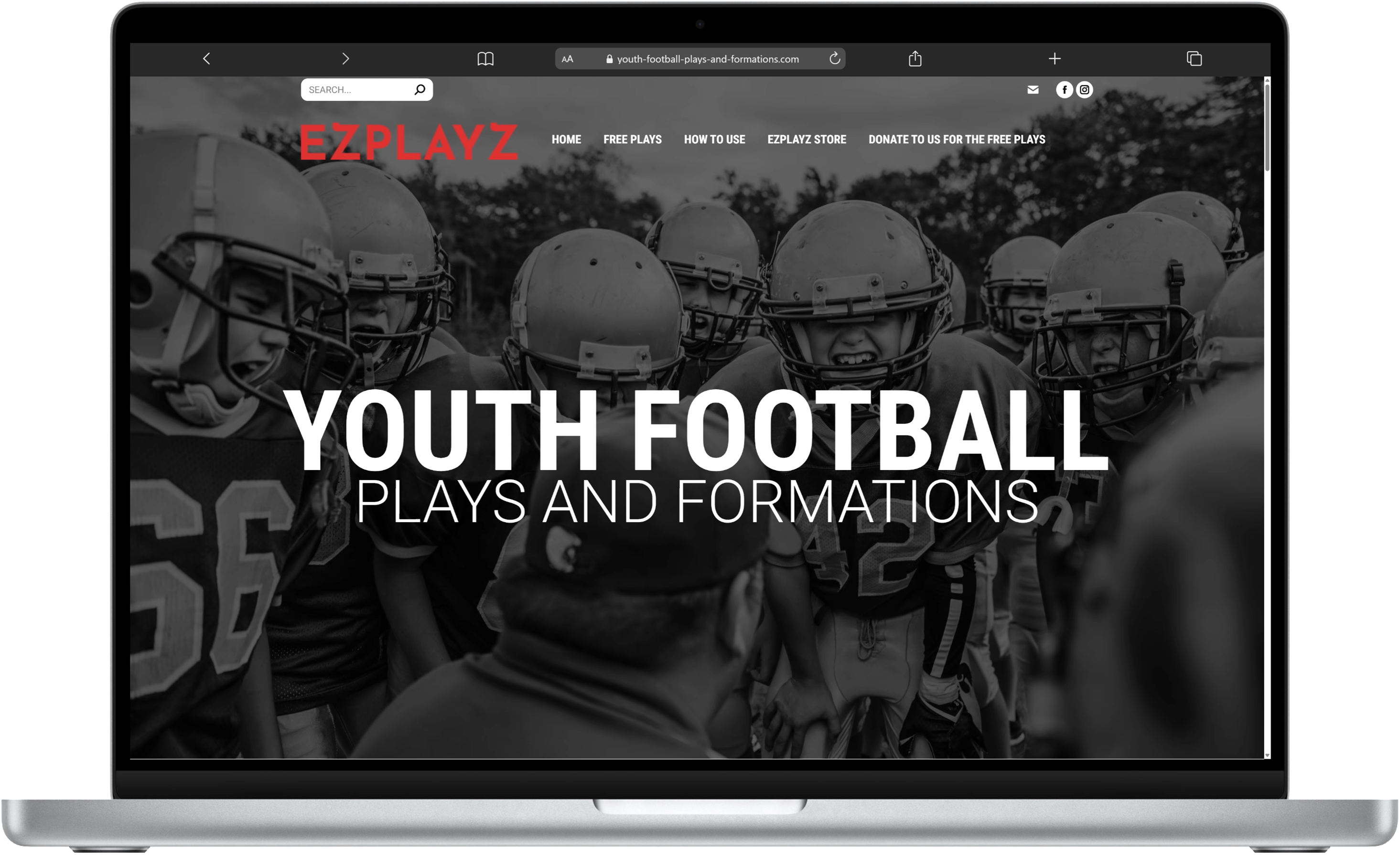EZPLAYZ Youth Football Plays and Formations desktop website screenshot