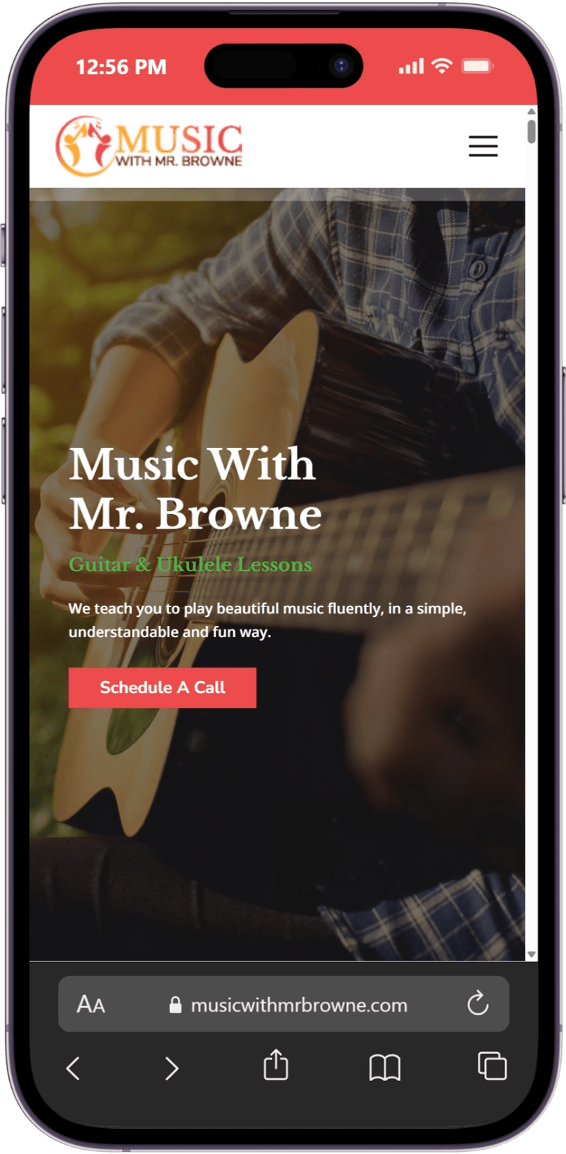 Music With Mr. Browne mobile website screenshot