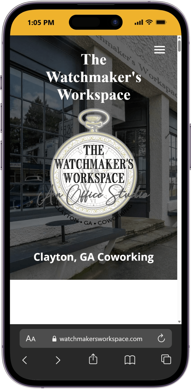 The Watchmaker’s Workspace mobile website screenshot